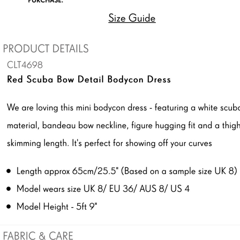 Red Scuba Bow Detail Bodycon Dress - Picture 3 of 3